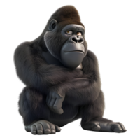 AI generated 3D Rendering of a Gorilla on Transparent Background - Ai Generated png