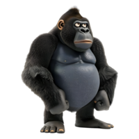 ai gegenereerd 3d renderen van een gorilla Aan transparant achtergrond - ai gegenereerd png