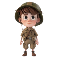 ai generato 3d interpretazione di un' cartone animato di esercito uomo con uniforme su trasparente sfondo - ai generato png
