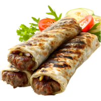 ai gegenereerd 3d renderen van een gegrild rundvlees kebab Aan transparant achtergrond - ai gegenereerd png