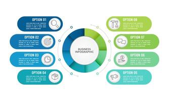 8 process infographic design template. diagram, annual report, business presentation, and organization. Vector illustration.