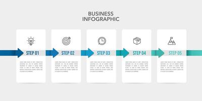 Infographic process with 5 steps to success. Can be used for presentation, workflow layout, diagram, banner. Vector illustration.