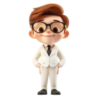 AI generated 3D Rendering of a Cartoon of Businessman in White Dress Standing on Transparent Background - Ai Generated png