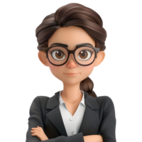 AI generated 3D Rendering of a Cartoon of Business Woman Standing with Crossed Arms on Transparent Background - Ai Generated png