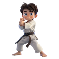 AI generated 3D Rendering of a Cartoon of Ninja Karate Boy on Transparent Background - Ai Generated png