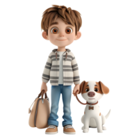 AI generated 3D Rendering of a Cartoon of Boy Standing With Dog on Transparent Background - Ai Generated png