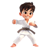 AI generated 3D Rendering of a Cartoon of Ninja Karate Boy on Transparent Background - Ai Generated png