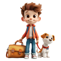 AI generated 3D Rendering of a Cartoon of Boy Standing With Dog on Transparent Background - Ai Generated png