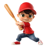 AI generated 3D Rendering of a Cartoon of Baseball Player on Transparent Background - Ai Generated png