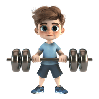 AI generated 3D Rendering of a Cartoon of Gym Boy With Dumbbells on Transparent Background - Ai Generated png