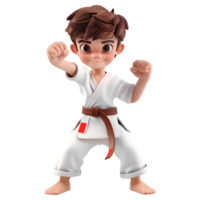 AI generated 3D Rendering of a Cartoon of Ninja Karate Boy on Transparent Background - Ai Generated png