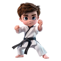 AI generated 3D Rendering of a Cartoon of Ninja Karate Boy on Transparent Background - Ai Generated png