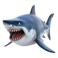 ai généré 3d le rendu de une dessin animé de horreur bleu requin sur transparent Contexte - ai généré png