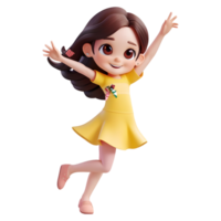 AI generated 3D Rendering of a Cartoon of Girl in Funny Mode on Transparent Background - Ai Generated png