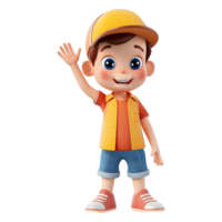 AI generated 3D Rendering of a Cartoon of Boy Waving His Hand on Transparent Background - Ai Generated png