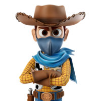 ai généré 3d le rendu de une dessin animé de cow-boy sur transparent Contexte - ai généré png