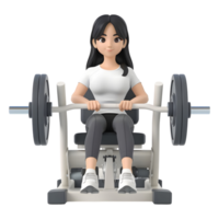 ai généré 3d le rendu de une dessin animé de Gym fille pagayer sur transparent Contexte - ai généré png