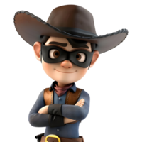 ai gegenereerd 3d renderen van een tekenfilm van cowboy Aan transparant achtergrond - ai gegenereerd png