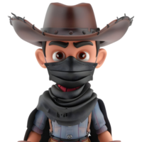 ai généré 3d le rendu de une dessin animé de cow-boy sur transparent Contexte - ai généré png