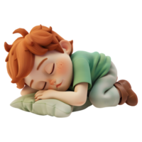 ai generado 3d representación de un dibujos animados de hombre dormido en transparente antecedentes - ai generado png