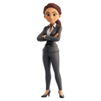 AI generated 3D Rendering of a Cartoon of Business Woman Standing with Crossed Arms on Transparent Background - Ai Generated png