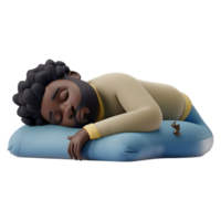 ai generado 3d representación de un dibujos animados de hombre dormido en transparente antecedentes - ai generado png