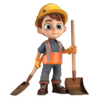 AI generated 3D Rendering of a Cartoon of Construction Worker on Transparent Background - Ai Generated png