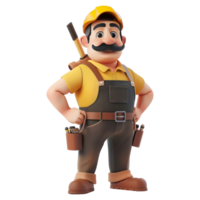 AI generated 3D Rendering of a Cartoon of Construction Worker on Transparent Background - Ai Generated png