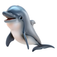ai generado 3d representación de un linda delfín en transparente antecedentes - ai generado png