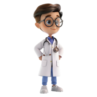 AI generated 3D Rendering of a Cartoon of Doctor With Stethoscope Standing on Transparent Background - Ai Generated png