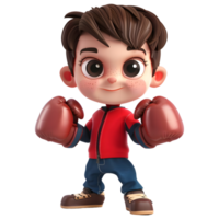 AI generated 3D Rendering of a Cartoon of Boxing Boy Wearing Gloves on Transparent Background - Ai Generated png