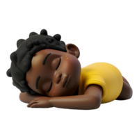 ai generado 3d representación de un dibujos animados de hombre dormido en transparente antecedentes - ai generado png