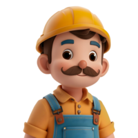 AI generated 3D Rendering of a Cartoon of Construction Worker on Transparent Background - Ai Generated png