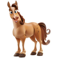 ai généré 3d le rendu de une mignonne cheval permanent sur transparent Contexte - ai généré png