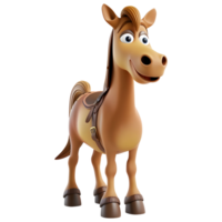 AI generated 3D Rendering of a Cute Horse Standing on Transparent Background - Ai Generated png