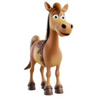 ai gerado 3d Renderização do uma fofa cavalo em pé em transparente fundo - ai gerado png