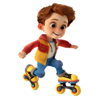 AI generated 3D Rendering of a Cartoon of Young Boy Skating on Transparent Background - Ai Generated png