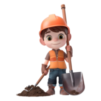 AI generated 3D Rendering of a Cartoon of Construction Worker on Transparent Background - Ai Generated png