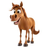 ai gerado 3d Renderização do uma fofa cavalo em pé em transparente fundo - ai gerado png