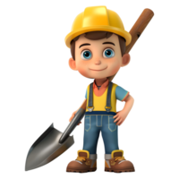 AI generated 3D Rendering of a Cartoon of Construction Worker on Transparent Background - Ai Generated png