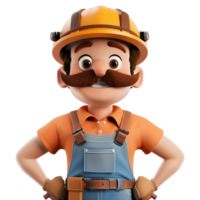 AI generated 3D Rendering of a Cartoon of Construction Worker on Transparent Background - Ai Generated png