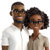 ai gerado 3d Renderização do uma desenho animado do feliz fofa casal em pé em transparente fundo - ai gerado png