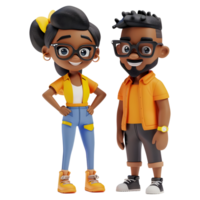 AI generated 3D Rendering of a Cartoon of Happy Cute Couple Standing on Transparent Background - Ai Generated png