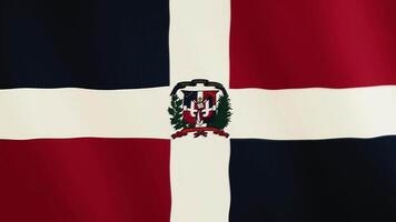 Dominican Republic flag waving animation. Full Screen. Symbol of the country. 4K video