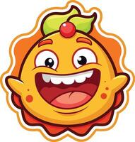 Cute orange fruit cartoon character. Vector illustration