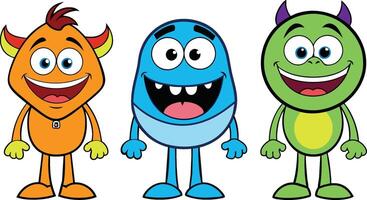 Cartoon monster characters isolated on a white background. Vector illustration.