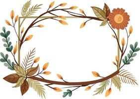 frame with boho style flowers and leafs icon vector illustration