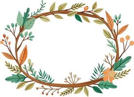 floral frame with branches and leafs icon vector illustration