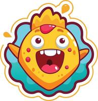 Vector Illustration of a Cute Cartoon Monster Emoticon.