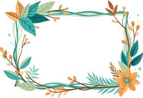 floral frame with branches and leafs icon vector illustration